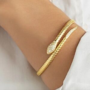 Elegant Gold and Silver Snake Bracelet